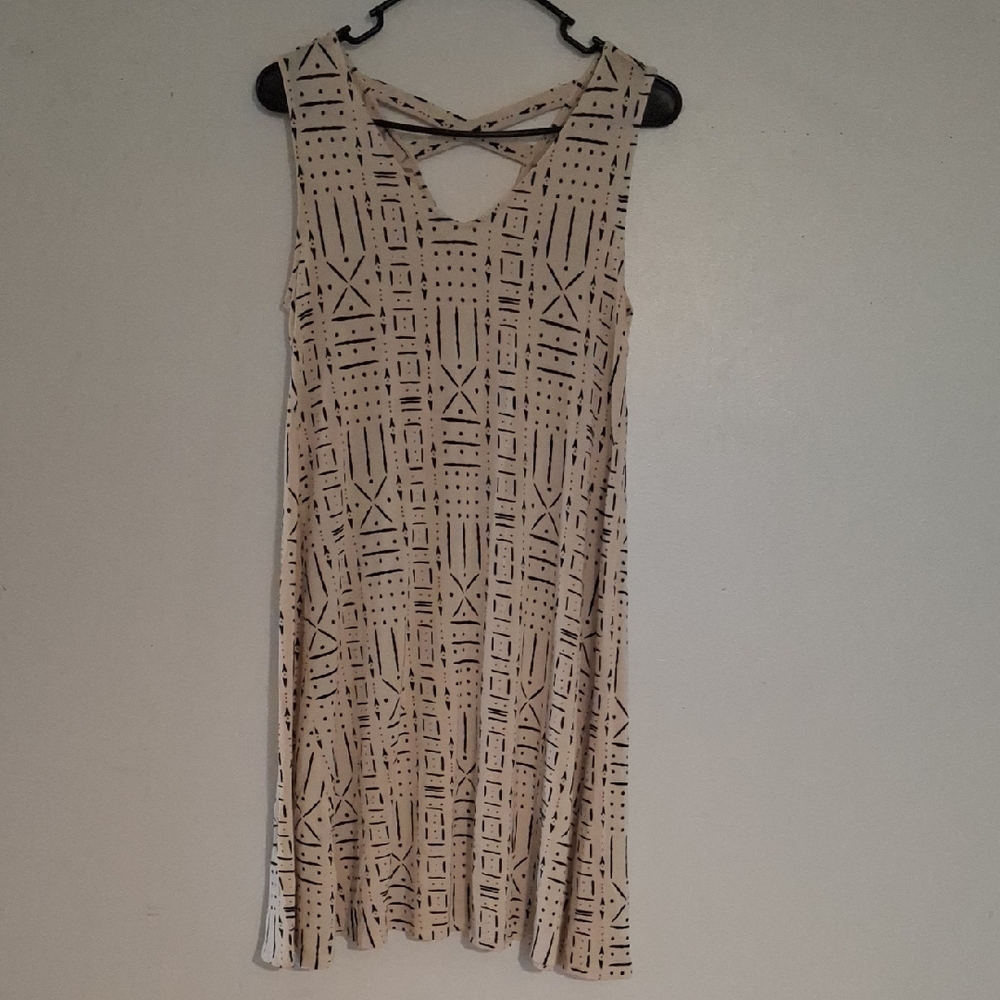 Style & Co. Beige Geometric Backless Dress